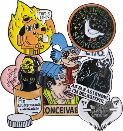 Funny Enamel Pins - Cute Cool Metal Brooch Pins For Backpacks, Hats, Bags, Jackets, Lanyards - Novelty Gifts For Adults, Teens, Women, Men.,26343688