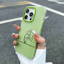 Modelos 16/16 Plus/16 Pro/16 Pro, 15/15 Plus, 14, 13 y 12, 11 – Exterior de TPU + interior de PP Funda para teléfono 2 en 1: diseño de patrón elegante, amigos y familiares – Teléfono inteligente de material flexible - Verde - Ver 1