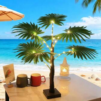 LED Palm Tree Decorative Light, Warm White Light, Hawaiian Party Table Decorative Palm Tree Light, Festival Party Atmosphere Light, Suitable For Home, Office, Restaurant, Christmas, Wedding, Party Decoration, Indoor Lighting Wedding, Multi Functional Decoration, Wedding Decoration, Indoor Lighting | Art Nightlight