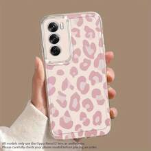 Funda de estampado de leopardo rosa para Oppo A3 A3 Pro A3X A16 A17K A38 A40 A55 A57 A57S A58 A60 A76 A77S A78 A79 A80 5G A95 A98 Reno 5 8T 10 11 Pro 12F Funda de teléfono de TPU transparente a prueba de golpes de cobertura completa, funda protectora de moda simple y creativa - Colores mixtos - Ver 6