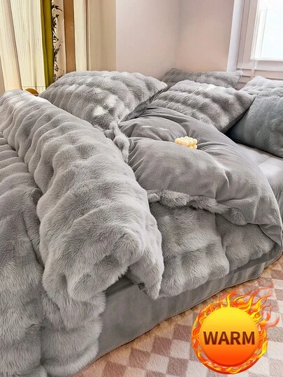 2/3pcs Bedding Set, Solid Color Bedding, Cozy Room Decor, Soft & Warm, Skin-Friendly & Comfortable, Easy Care & Durable, Suitable For Autumn/Winter, Guest Room & Bedroom, Fits Twin, Full, Queen, King Size Beds, Includes 1 Duvet Cover & 1/2 Pillow Shams, Home Textile, Bedding Gift, Machine Washable