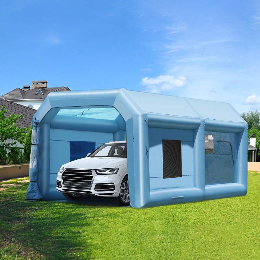 Cabina de pintura inflable , 21 x 13,5 x 9,8 pies, cabina de pintura inflable, con potente soplador de 1100 W y sistema de filtro de aire, pintura de muebles grandes, cabina de pintura portátil para vehículos de tamaño mediano - 21 x 13,5 x 9,8 pies - Ver 1