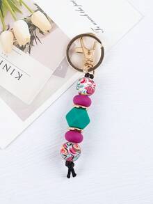 1 件简约硅胶串珠钥匙扣、背包钥匙圈配件、汽车钥匙防丢链、送给女士的可爱礼物万圣节汽车配件包饰背包学校可爱哥特 Y2k 包饰挂绳带身份证夹汽车配件包饰 - 彩色 - 查看 27
