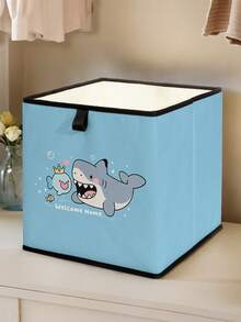 1pc Cartoon Shark Print Open Storage Box, Stackable Organizer Drawers, Durable Multi-Purpose Design Saves Space For Home, Dorm, Household Organization, Under Bed Storage,Dorm Room - Multicolor - View 12