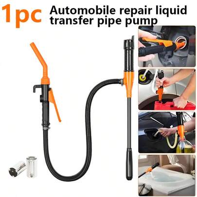 1pc Portable Battery-Operated Liquid Transfer Pump,Accommodating Either 2 D Batteries Or 6 Aa Batteries (Batteries Not Included), Durable Plastic & Metal Material, Auto Repair Essential;  Practical Tool Style, Orange & Black Color, Flexible Hose Shape, Features Flow Control Nozzle & Multi-Liquid Compatibility Detail.  Ideal For Transferring Gasoline, D-Iesel, Water In Cars, Garages.  Auto Liquid Pump Perfect For Year-Round Vehicle Maintenance, Emergency Repairs & Great As A Gift For Mechanics, Car Enthusiasts On Father's Day, Christmas, Birthdays