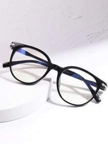 1pc/2pcs/3pcs Oval-Shaped Korean Style Lightweight Luxury Retro Frame Eyeglasses, Suitable For Daily Office And Commute - Clear - View 8