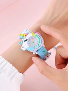 New Unicorn Design Silicone Cartoon Watch For Kids, Student Gift, Holiday Present - Navy Blue - View 4