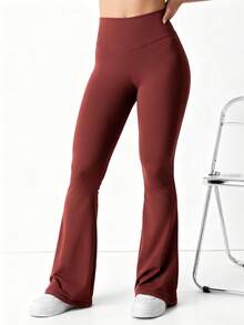 YEOREO Kalie Flare Scrunch Leggings For Women V Cross Waist Bell Bottom Yoga Pants Tummy Control Bootcut Workout Leggings Sweat Weatpants Women Pants For Women Yoga Pants For Women Flare Leggings Joggers For Women Black Pants Sweat Pants Flare Leggings Women Yoga Pants For Women - Rượu vang đỏ - Xem 3