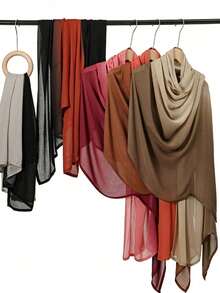 1PC Women's Gradient Viscose Headscarf, Soft Wide-Edge Headscarf, Versatile Sun Protection Scarf Hijab, Suitable For Daily Wear - Khaki + Beige - View 5