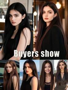 Synthetic High-Temperature Heat-Resistant Matte Fiber Black Straight Clip In Hair Extension - Soft Thick Seamless Hair Extension For Women Wig