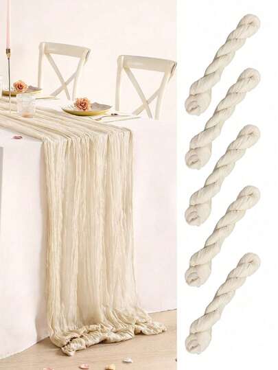 1/2/3/5 Stücke beige gefalteter Tischläufer, Tischdecke, Tischdecke im Boho-Stil, einfarbige Tischdecke, romantische Tischfahne, Hochzeit Baby-Shower Geburtstags-Party Tischdekoration, Hochzeitsdekoration, Geburtstagsparty-Dekoration, Jahrestags-Verlobungs-Bankette Partyzubehör, Partyfavors, Valentinstag-Dekoration, Feiertags-Heimdekoration, Esszimmer-Dekoration, Tischdekoration, Küchendekoration, Kamin-Dekoration, Geburtstagsgeschenke, Restaurants
