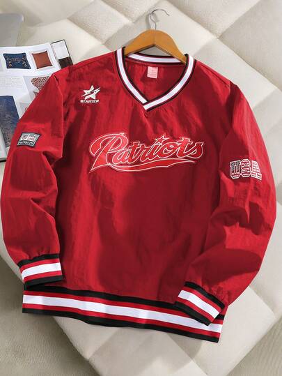 Fashionable Men's Sweatshirt, Sporty College Style, Comfortable For Commuting, Long Sleeve Top