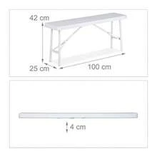 Relaxdays Panchina Pieghevole Set Da 2 Panche Da Birreria Terrazza E Giardino Plastica HLP 42 X 100 X 25 Cm Bianco