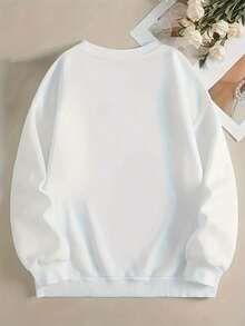 Women'S Fiancee Sweatshirt - Engagement Wedding Pullover With Bold 'FIANCÉE EST. 2025' Print, Creamy-White Long Sleeve Crewneck Sweater For Bride-To-Be, Anniversary & Valentine'S Gift - Cozy Fall/Winter Casual Outfit, Wedding Sweater, Comfortable Fit, Bridal Wear, Soft Material, Bridesmaid Outfit - trắng - Xem 3