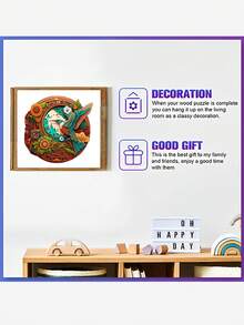 1pc Elegant Wooden Peacock Puzzle, Adult Stress Relief Circular Puzzle, Family Leisure Toy, Christmas, Birthday Gift For Friends, Wooden Puzzle 3d, Wooden Puzzle>Adults Puzzles, Birthday,Puzzle,Puzzles,Wooden Puzzle - Apricot - View 8