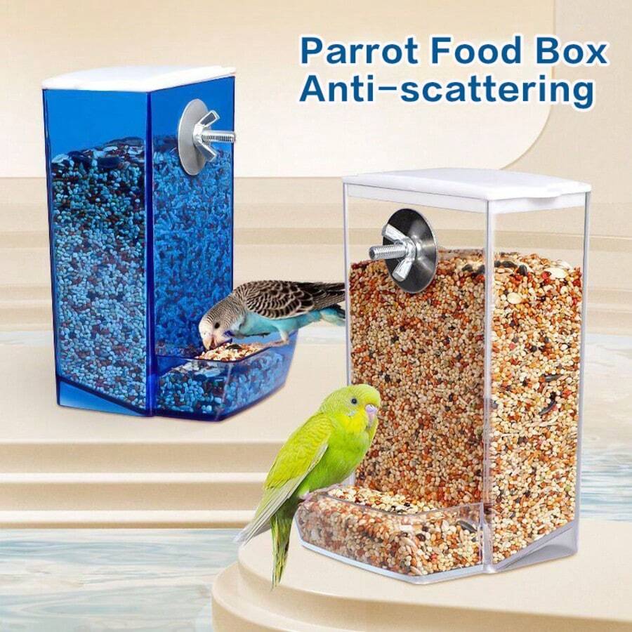 Automatic Bird Feeder & Waterer Set - Transparent Seed Container, Easy-To-Feed Cage, Suitable For Parrots, Parakeets, Lovebirds, Canaries - Multicolor - View 1