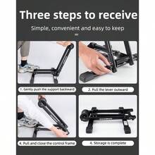 ROCKBROS 1pc Foldable Bike Stand Bicycle Floor Parking Steel Rack For MTB Road Bike - Black - View 5