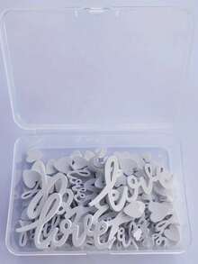 1 Pack, 100pcs Wooden Love Confetti And Hearts Mixed Natural Rustic Wedding Table Decorations DIY Cutouts Crafts