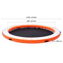 Inflatable Floating Dock, ø10FT Inflatable Dock Platform With ø8FT Trampoline Mesh Pool, Non-Slip Floating Platform Water Mat With Portable Bag & Detachable Ladder For Pool Beach Relaxation - 白色+橘色 - 查看 10