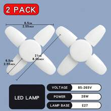 1/2/4个装高亮度LED车库灯泡 - 多功能四叶形设计，可折叠，白色PVC材质，E27接口，85V-265V，适用于车间和车库照明，车库LED灯 - 白光 - 查看 12