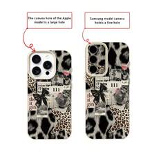 1pc Vintage Chic TPU Material Star & Leopard Print Patchwork Pattern Phone Case Compatible With IPhone 17 Pro Max/17/16 Pro Max/15/13/12/11, S20 FE/A15/S24/A55, Compatible With Redmi Note 11/12/13 Pro, Full Body Shockproof Soft Protective Cover,International Version, Not The Domestic Version - White - View 7