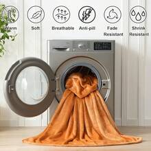 Sofa Blanket Living Room Cover SetFleece Blanket Twin Size, Soft Cozy Twin Blanket, Fuzzy Flannel Blanket Bed, Sofa, Couch, Travel, Camping, 60 X 80 Inches - Pumpkin Orange - 查看 7