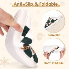 Cozy Plush Halloween Pumpkin Slippers, Non-Slip Fluffy Design - Plaid Gingerbread Man - View 5