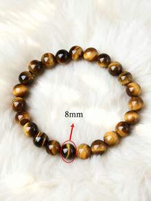 优雅朋克虎眼石手链 - 男女通用，手工制作，适合瑜伽和情侣佩戴 - 虎眼石 - 查看 13