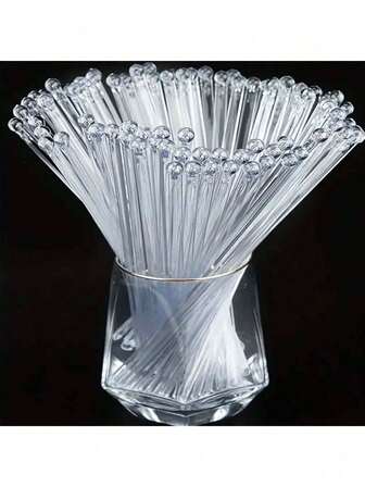 200/100/50/20/10pcs Elegant Gold Glitter Swizzle Sticks, Transparent Crystal Cocktail Stirrers - Ideal For Cocktails, Desserts And Coffee - Perfect For Christmas, Weddings, Birthdays And More - 7.24 Inch Plastic Mixer, Valentine's Day Gift, Party, Birthday