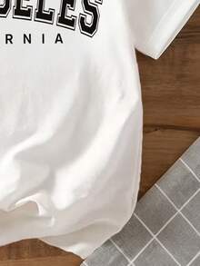 男童休闲字母印花圆领短袖T恤 - 白色 - 查看 5