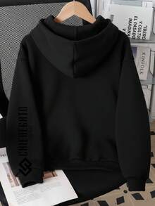 Moletom Infantil Com Estampa Cachorro Ursinho Fofo Engraçado Sorriso Várias Cores Blusa de Frio Casaco Com Capuz Flanelado Unissex 6 até 16 - Preto - Visão 3