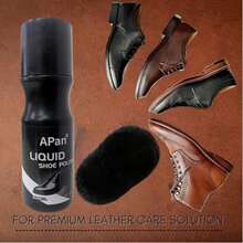 100毫升液体鞋油 - 有3种颜色可选，即时鞋海绵皮革抛光剂，适用于正装鞋、靴子、皮夹克等。 - 黑色 - 查看 5