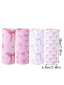 1个可爱粉色蝴蝶结印花面巾纸盒架 - 便携式圆筒汽车和家用纸巾盒。 - 蝴蝶結 - 查看 3