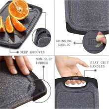 1/3pcs Marble Cutting Board, Kitchen Food Chopping Board, Raw & Cooked Food Separation Board, Household Fruit Cutting Board, Children Food Board. Suitable For Home Use, Outdoor Activities, Camping, Picnics And Travels. - Black - View 2