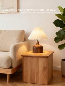 1 pieza Lámpara de metal con textura de madera y pantalla de tela retro, luz suave, estilo nórdico, italiano, francés, rústico, de lujo para sala de estar, dormitorio, lectura, escritorio, personalizada, creativa, luz cálida, decorativa, romántica, elegante, atmósfera lujosa, USB, mesita de noche, para dormir, mamá, regulable, luz nocturna pequeña, silenciosa para personas que duermen ligero - Multicolor - Ver 2
