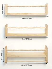 3pcs, Baby Wooden Three-Layer Wall Mounted Storage Rack, Children's Picture Book And Doll Display Rack, Suitable For Decorating Children's Rooms, As Well As Bedrooms And Kitchens - Shelves - View 3