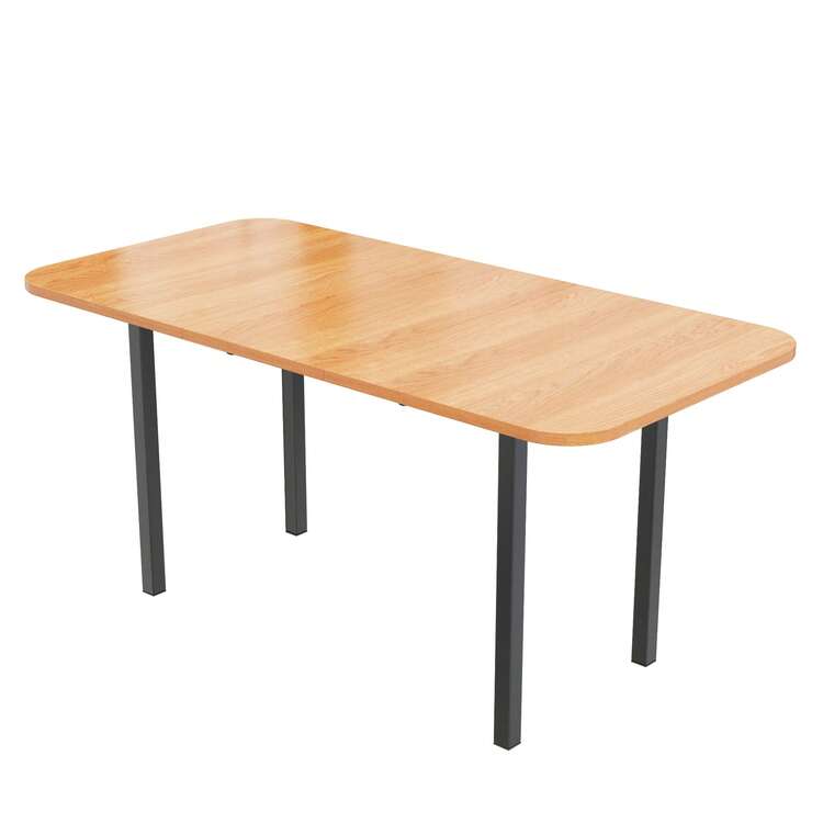 Classic Extendable Dining Table In Wood Color 120 Cm, Telescopic Length Up To 160 Cm, Table In Natural Color, Modern Minimalist Style, High-Strength Alloy Support, Suitable For 4-6 People - 棕色 - 查看 5