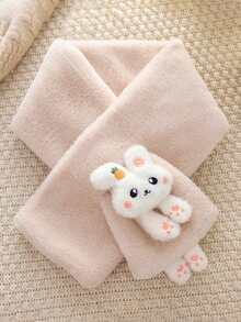 1pc Cute Carrot Rabbit Crossover Plush Super Soft Neck Warmer Scarf For Children Aged 9-16, Suitable For Daily Wear, School, Outings, Outdoor, Photography, Christmas, Parties, Fashion Versatile Maillard Color Kids Accessory - Multicolor - View 13