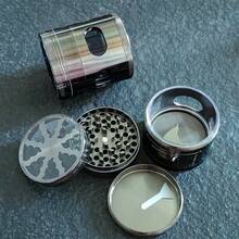 1pc 60mm 4-Layer Zinc Alloy Grinder With Side Window, Zinc Alloy Metal 4-Layer Herb Grinder, Gun Black Color Grinder, Essential Smoking Accessory Gift - Gun Black - View 7