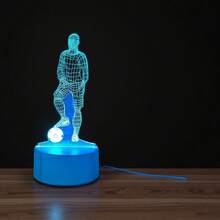 1 件足球运动员造型灯，带 3D 亚克力板、USB 端口、LED 室内夜灯，适用于卧室、床头装饰