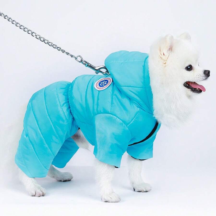 1 件简约纯色冬季宠物外套，加厚保暖夹克，适合小型和中型犬，防风全覆盖，幼犬防寒户外服装