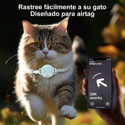Airtag Collar para Gato, Collar Reflectante Airtag para Gatos, Collar de posicionamiento, Ultra elstico GPS para Gatos, Diseo Reflectante, Ligero y porttilSin AirTag