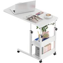 Mesas De Reunión Mesas Cuidadaos Altura Ajustable Con Ruedas Mesa Para Laptop Con Ruedas Y De Altura Ajustable 60cm Mesa De Centro Mesas Cuidadaos Altura Ajustable Con Ruedas Mesas Para Jardín Mesa Lateral Altura Ajustable Con Ruedas - Blanco - Ver 6