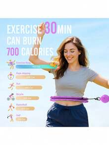 1pc Weighted Exercise Circle Hoops For Adults Weight Loss, Adjustable Plus Size Smart Fitness Ring With Weights And Removable Rope Knots, Exercise Equipment For Women And Beginners Gym Accessories, Exercise Hoop, Perfect Gift For Valentine's Day, Mother's Day, Thanksgiving, Christmas, And New Year - Multicolor - View 5