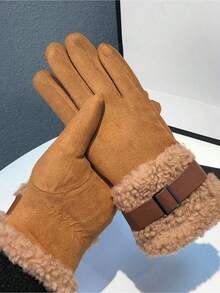 Women's Winter Gloves, Thermal Lined Thick Warm Touchscreen Windproof Waterproof Suede Outdoor Ski Snow Gloves With Sherpa Lining - 彩色 - 查看 5