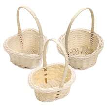 Cesta de flores tejida, cesta de almacenamiento de ratán, cesta de mano para niña de las flores, cesta de flores hecha a mano para decoración de bodas en casa - a - Ver 1