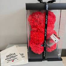 1pc Handmade Rose Teddy Bear, PVC Gift Box, Suitable For Mother's Day, Christmas, Valentine's Day, Friends Day, Anniversary, And Bridal Gifts - Multicolor - View 9