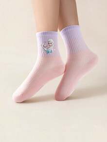 Disney 1/5 pares de calcetines de niños con diseños de dibujos animados, calcetines transpirables para niños y niñas para usar en la escuela/casa, primavera/verano - Multicolor - Ver 5