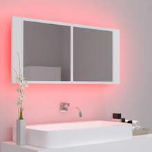 vidaXL LED-Bad-Spiegelschrank Weiß 100x12x45 Cm Acryl - Bianco - Visualizzare 11