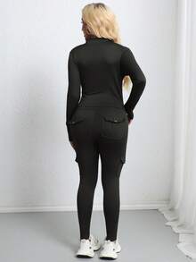 Women 6 Piece Outfits Workout Sets Bodycon Tracksuit Long Sleeve Zip Up Jacket Cargo Pocket Leggings Jogger Matching Sweat Pants Set - Nhiều màu - Xem 5